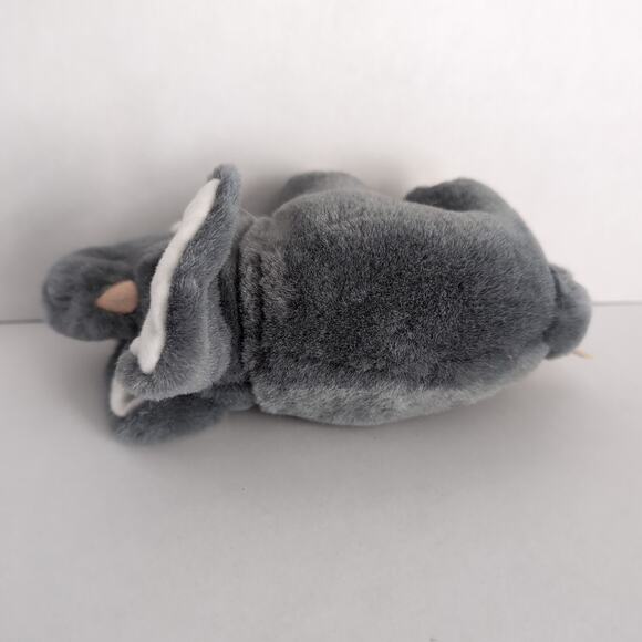 Vintage K&M International Grey Elephant Swivel Head Plush Lucky Trunk Up 1992 - Picture 7 of 11